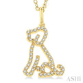 1/6 ctw Petite Sitting Dog Round Cut Diamond Fashion Pendant With Chain in 10K Yellow Gold