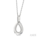 1/10 ctw Petite Pear Shape Round Cut Diamond Fashion Pendant With Chain in 10K White Gold