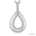 1/10 ctw Petite Pear Shape Round Cut Diamond Fashion Pendant With Chain in 10K White Gold