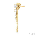 1/2 ctw Journey Round Cut Diamond Fashion Long Chain Earring in 14K Yellow Gold