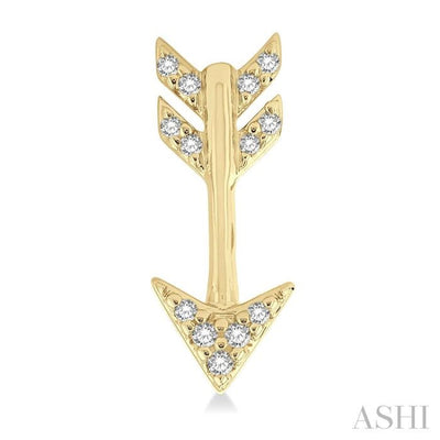 1/10 ctw Petite Arrow Round Cut Diamond Fashion Stud Earring in 10K Yellow Gold