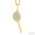 1/10 ctw Petite Tennis Racket Round Cut Diamond Fashion Pendant With Chain in 10K Yellow Gold