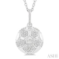 1/6 ctw Petite Soccer Ball Round Cut Diamond Fashion Pendant With Chain in 10K White Gold