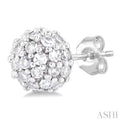 1/5 ctw Petite Disco Ball Round Cut Diamond Fashion Stud Earring in 10K White Gold