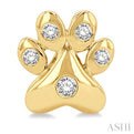 1/10 ctw Petite Dog Paw Round Cut Diamond Fashion Stud Earring in 10K Yellow Gold