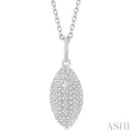 1/4 ctw Petite Football Round Cut Diamond Fashion Pendant With Chain in 10K White Gold