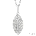 1/4 ctw Petite Football Round Cut Diamond Fashion Pendant With Chain in 10K White Gold