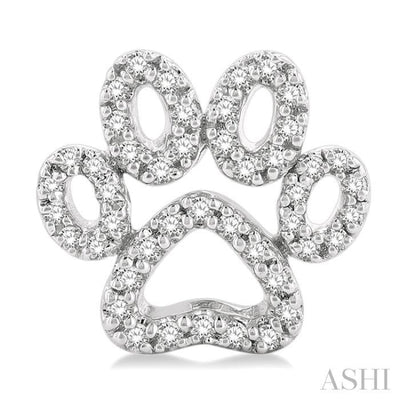 1/4 ctw Petite Dog Paw Round Cut Diamond Fashion Stud Earring in 10K White Gold