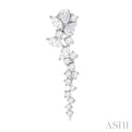 1 ctw Mixed Shape Diamond Scatter Fashion Long Earring in 14K White Gold
