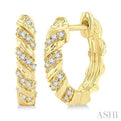 1/5 ctw Petite Swirl Round Cut Diamond Fashion Huggies in 10K Yellow Gold