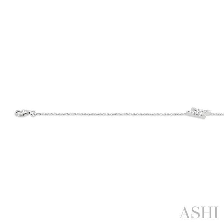 1/10 ctw Petite Lightning Bolt Round Cut Diamond Fashion Bracelet in 10K White Gold