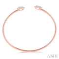 3/4 Ctw Cushion Shape Lovebright Open Cuff Diamond Bangle in 14K Rose and White Gold