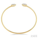 5/8 Ctw Lovebright Round Open Cuff Diamond Bangle in 14K Yellow and White Gold