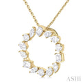 1 ctw Circle Multi-Cut Diamond Fashion Pendant With Chain in 14K Yellow Gold