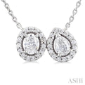 3/8 ctw Toi Et Moi Diamond Necklace in 14K White Gold