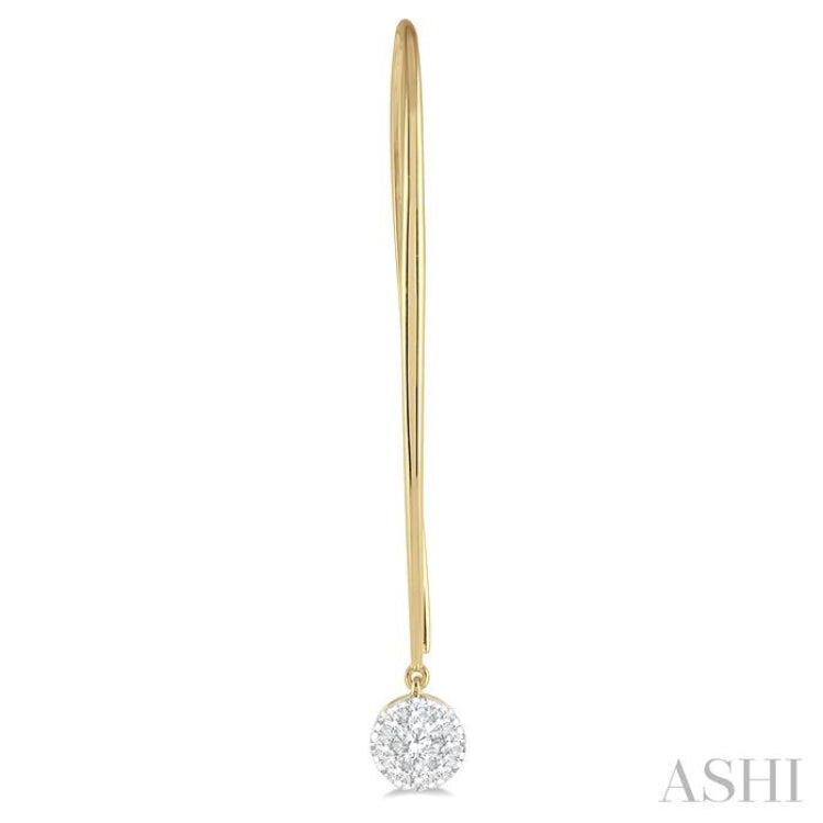 1/2 ctw Round Dangler Lovebright Diamond Earring in 14K Yellow and White Gold