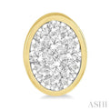 1/2 ctw Oval Shape Lovebright Round Cut Diamond Bezel Stud Earring in 14K Yellow and White Gold