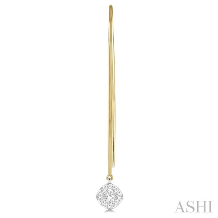 1/2 ctw Cushion Shape Lovebright Round Cut Diamond Earring in 14K Yellow & White Gold