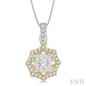1/3 ctw Star Lattice Lovebright Round Cut Diamond Pendant With Chain in 14K White and Yellow Gold