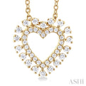 1/4 ctw Heart Round Cut Diamond Fashion Pendant With Chain in 10K Yellow Gold