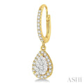 5/8 Ctw Pear Shape Diamond Lovebright Earrings in 14K Yellow and White Gold