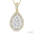1/3 Ctw Pear Shape Diamond Lovebright Pendant in 14K Yellow and White Gold with Chain