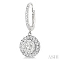 5/8 Ctw Round Cut Diamond Lovebright Earrings in 14K White Gold