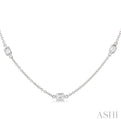 1 Ctw Emerald Cut Diamond Fashion Necklace in 14K White Gold