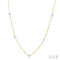 1/3 Ctw Round Cut Diamond Station Necklace in 14K Yellow and White Gold
