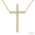 1/2 ctw Cross Pendant Round Cut Diamond Fashion Station Necklace in 10K Yellow Gold
