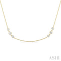 3/4 ctw Three Stone Bezel Set Round Cut Diamond Station Necklace in 14K Yellow Gold