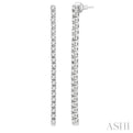 1 1/2 Ctw Single Line Drop Round Cut Diamond Tennis Earring in 14K White Gold