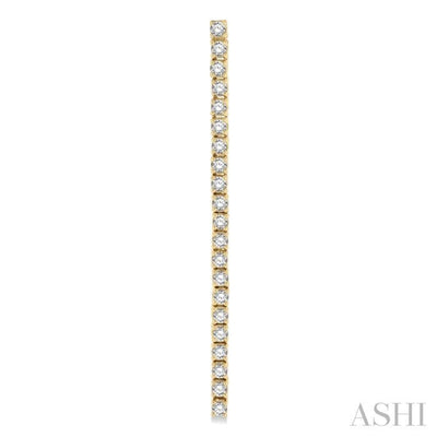 1 1/2 Ctw Single Line Drop Round Cut Diamond Tennis Earring in 14K Yellow Gold