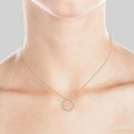 3/8 ctw Circle Baguette and Round Cut Diamond Scatter Necklace in 10K Yellow Gold