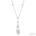 5/8 ctw Bar & Circular Mount Motif Round Cut Diamond Lovebright Necklace in 14K White Gold