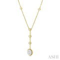 5/8 ctw Circular Mount & Bar Extension Round Cut Diamond Lovebright Necklace in 14K Yellow and White Gold
