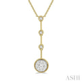 5/8 ctw Circular Mount & Bar Extension Round Cut Diamond Lovebright Necklace in 14K Yellow and White Gold