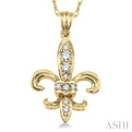 1/6 Ctw Round Cut Diamond Fleur De Lis Pendant in 14K Yellow Gold with Chain