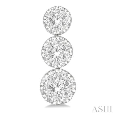 1 ctw Hanging Triple Mount Lovebright Round Cut Diamond Earring in 14K White Gold