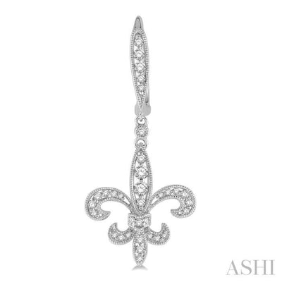 1/2 ctw Fleur De Lis Motif Round Cut Diamond Earring in 14K White Gold