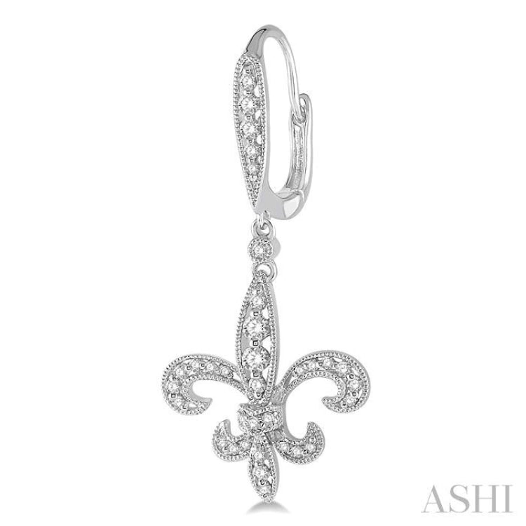 1/2 ctw Fleur De Lis Motif Round Cut Diamond Earring in 14K White Gold