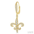 1/2 ctw Fleur De Lis Motif Round Cut Diamond Earring in 14K Yellow Gold