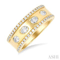 5/8 ctw Wide 4-Stone Oval & Round Cut Diamond Fashion Band in 14K Yellow Gold