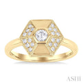 1/4 ctw Hexagon Shape Single Cut Diamond Fashion Ring in 14K Yellow Gold