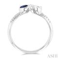 1/3 ctw Toi Et Moi 5X3MM Pear Cut Sapphire and 1/4 ctw Pear & Round Cut Diamond Precious Fashion Ring in 14K White Gold