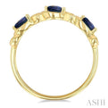 1/10 ctw Lattice Round Cut Diamond 4X3MM Pear Cut Sapphire Precious Band in 14K Yellow Gold