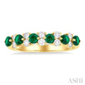 1/3 ctw Round Cut 2.7MM Emerald and Diamond Precious Band in 14K Yellow Gold