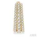 1/2 Ctw Triple Row Round Cut Diamond Huggie Earrings in 14K Yellow Gold
