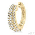 1/2 Ctw Triple Row Round Cut Diamond Huggie Earrings in 14K Yellow Gold