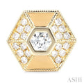 3/8 ctw Hexagon Shape Single Cut Diamond Fashion Stud Earrings in 14K Yellow Gold